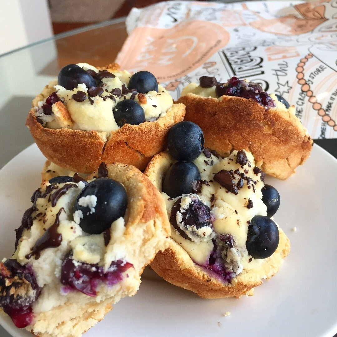 Blueberry Single Serve Protein Cheesecakes with Vegan Vanilla Flavour Protein Powder