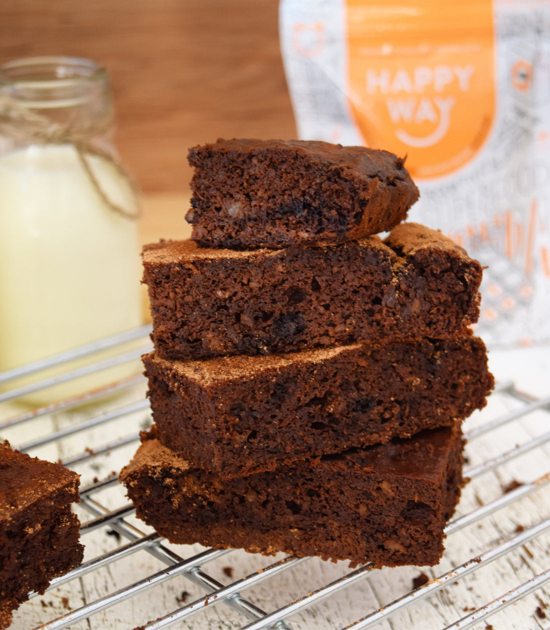 choc protein brownies with top of the choc whey protein powder