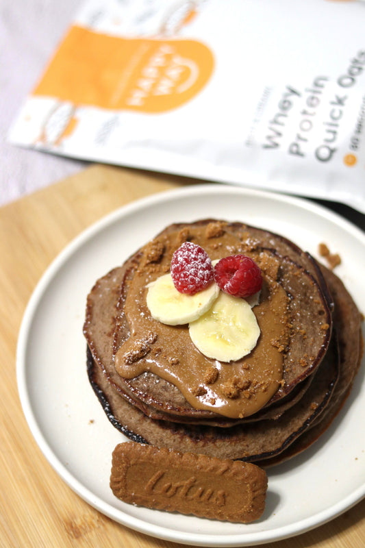CHOCOLATE BISCOFF OAT PANCAKES