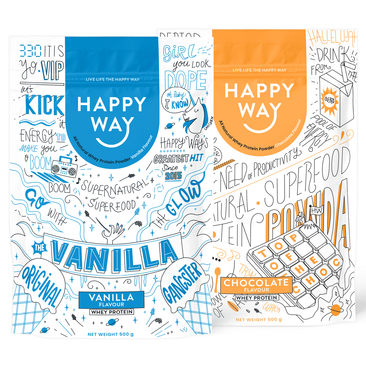 Vanilla Whey Protein & Choc Whey Protein 500g Bundle