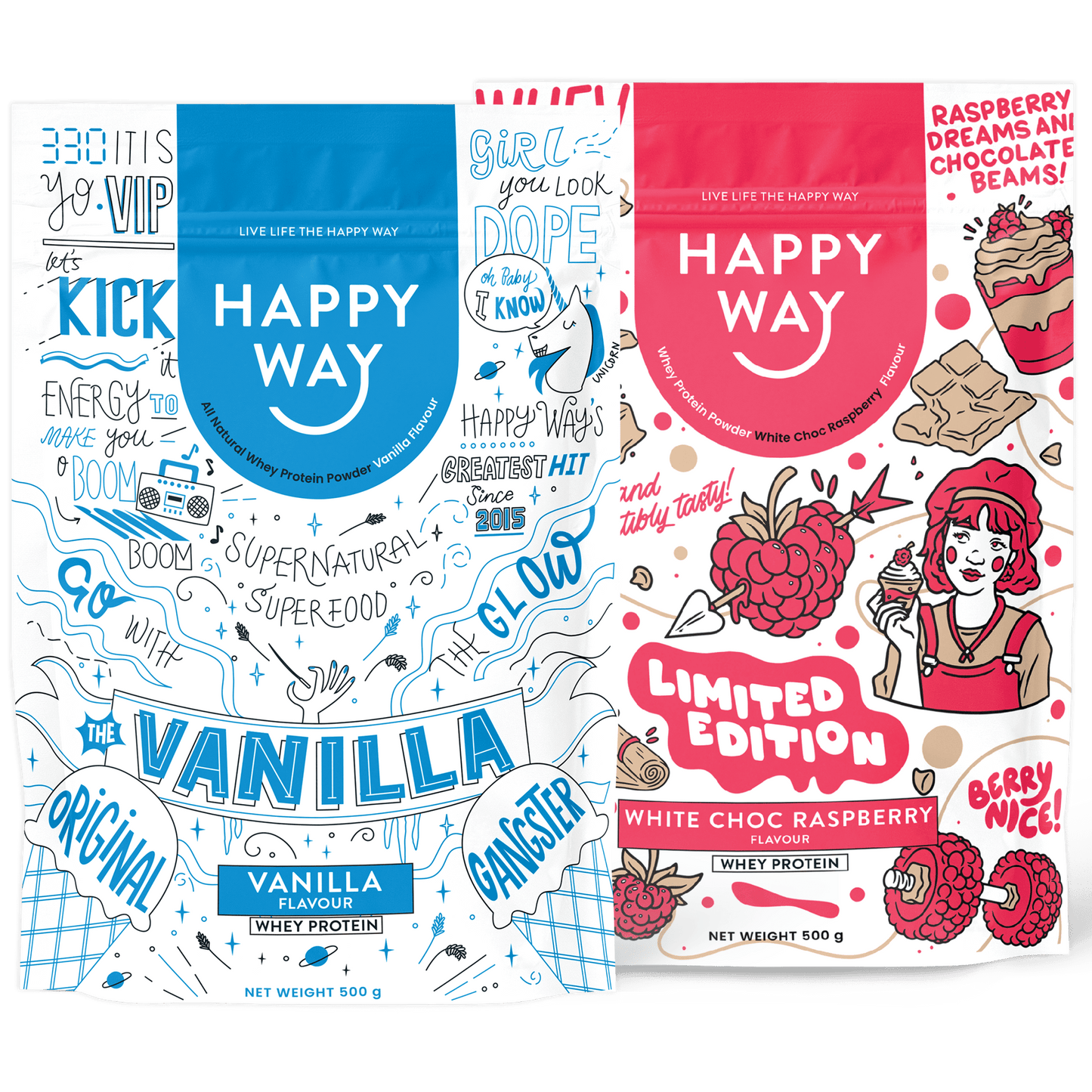 Vanilla Whey Protein & White Choc Raspberry Whey Protein Bundle