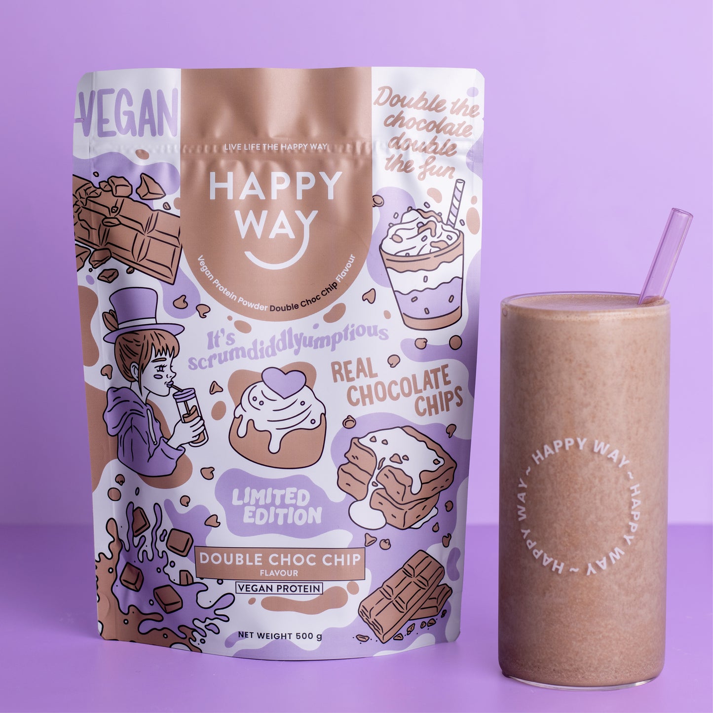 Double Choc Chip Vegan Protein Powder 500g