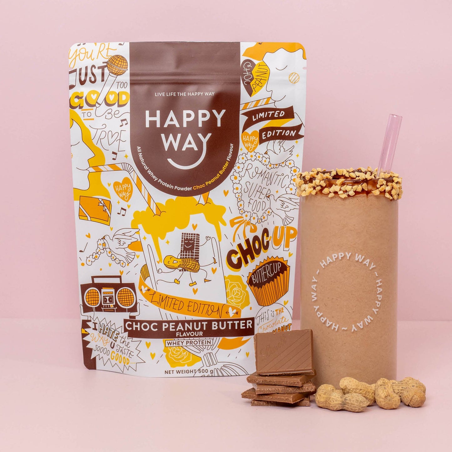 Choc Peanut Butter Whey Protein Powder 500g