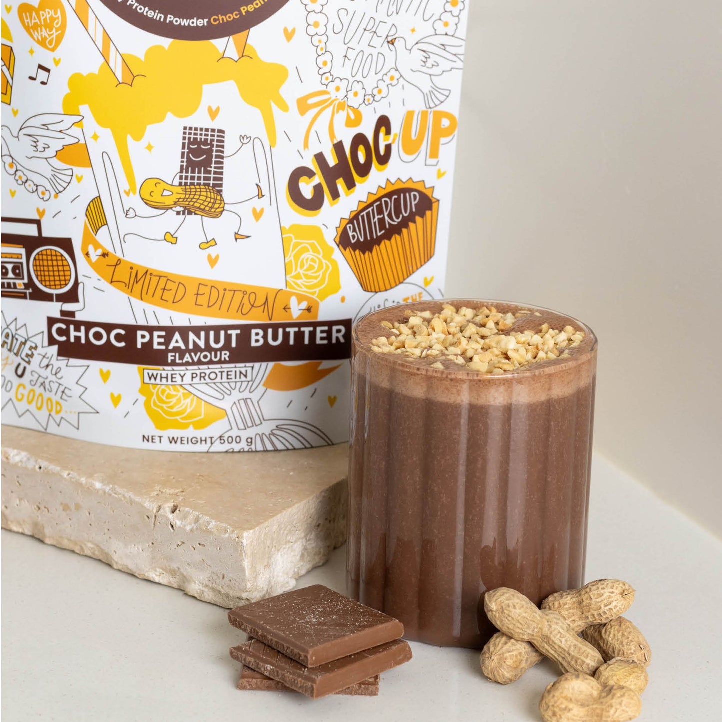 Choc Peanut Butter Whey Protein Powder 500g
