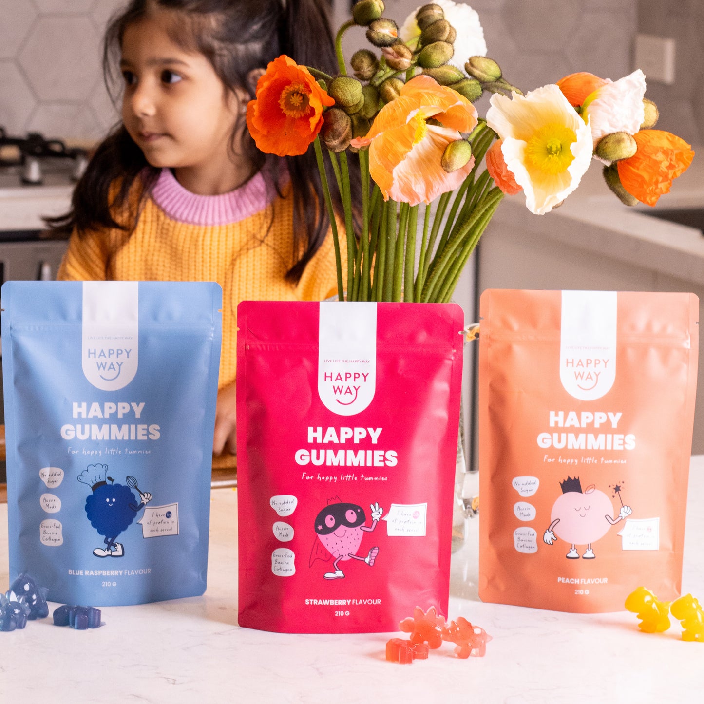 Peach Flavour Happy Gummies Mix 210g