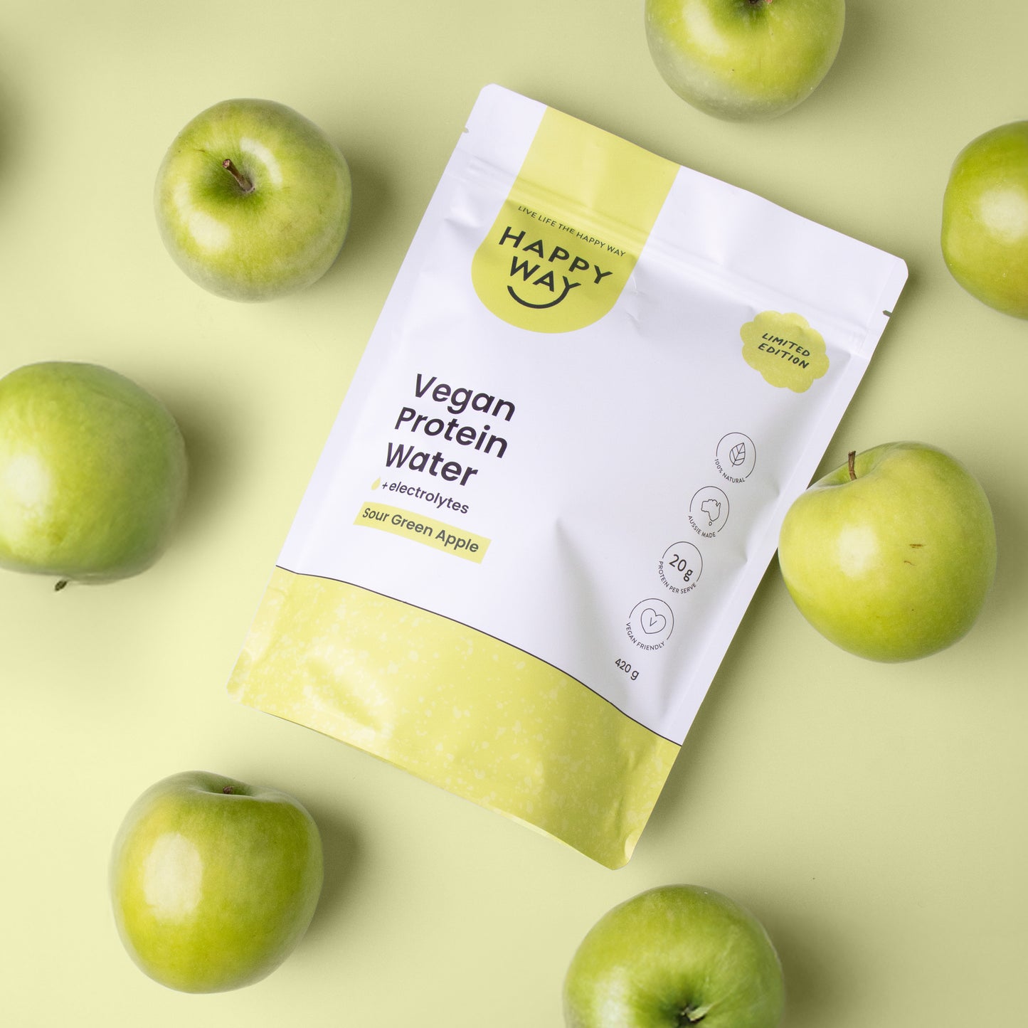 Sour Green Apple Vegan Protein Water Powder 420g