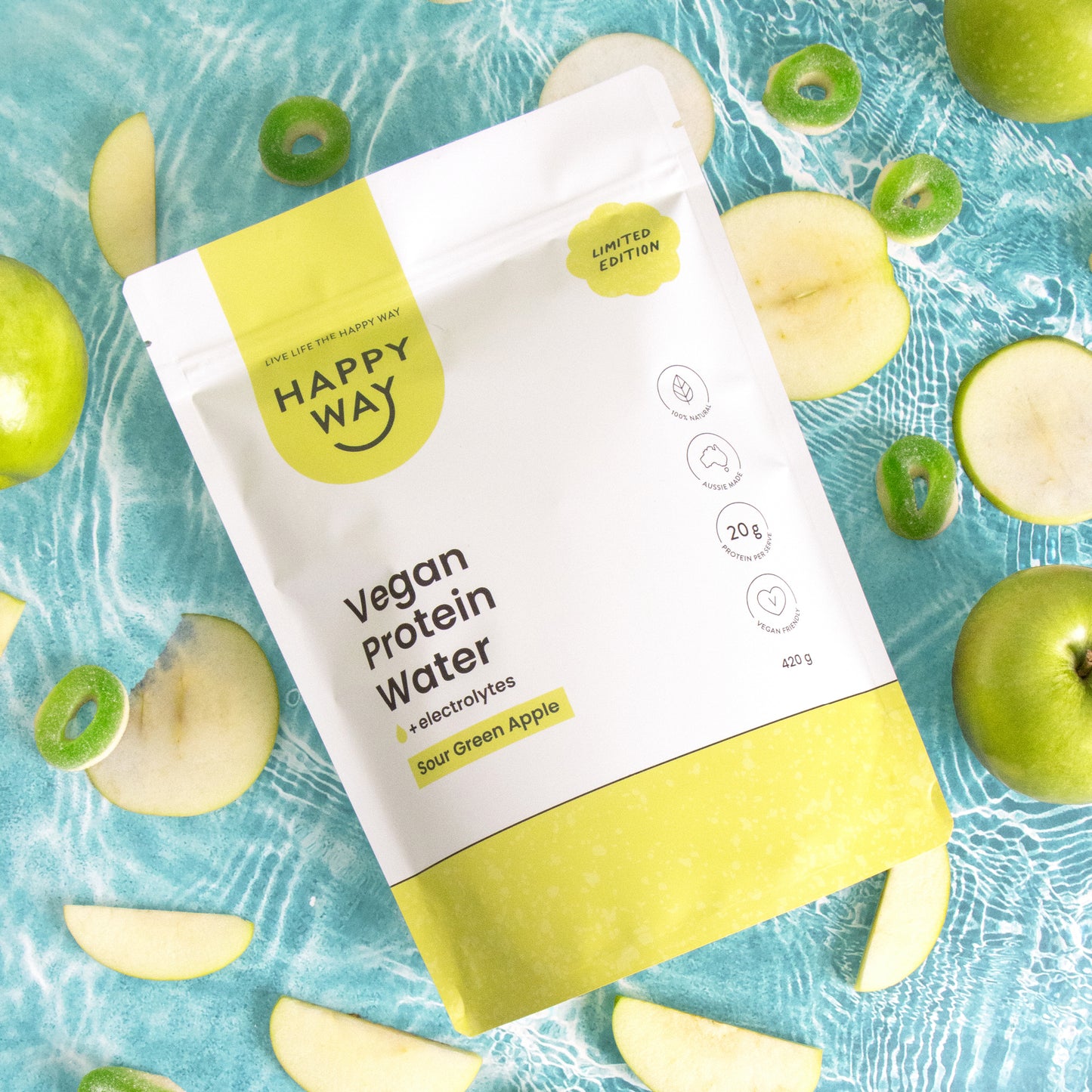 Sour Green Apple Vegan Protein Water Powder 420g