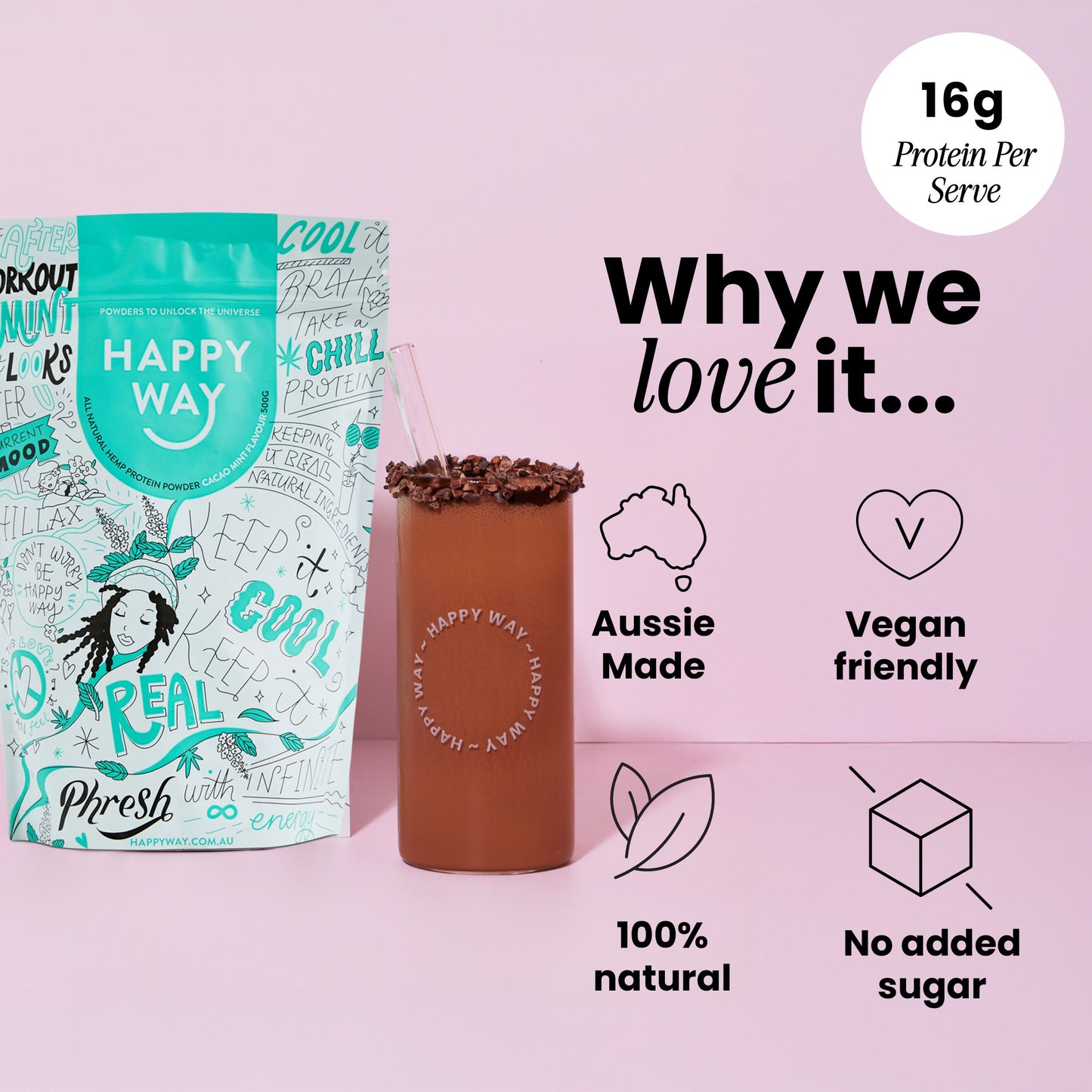 Cacao Mint Hemp Vegan Protein Powder 500g