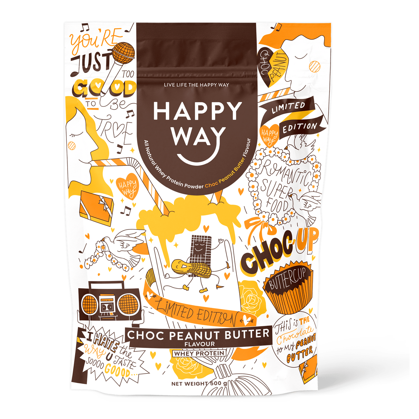 Choc Peanut Butter Whey Protein Powder 500g