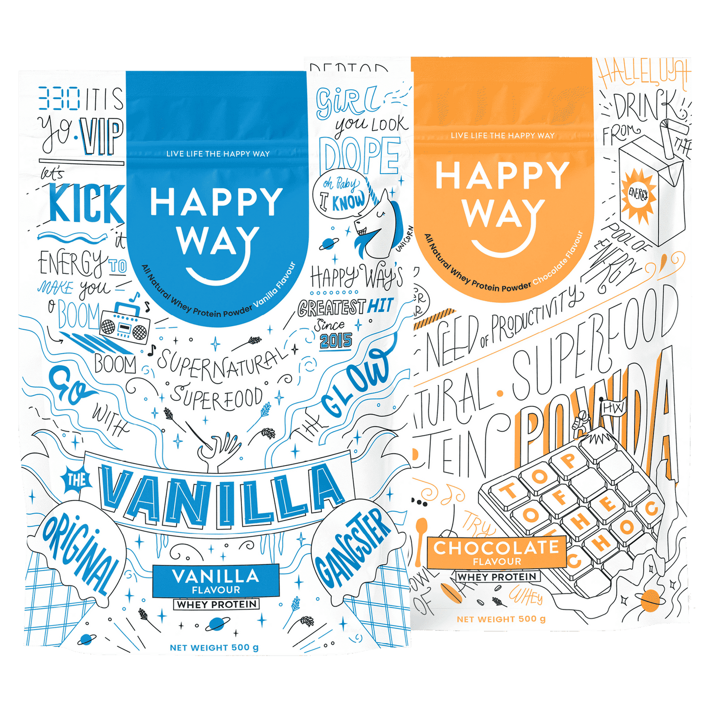Vanilla Whey Protein & Choc Whey Protein 500g Bundle