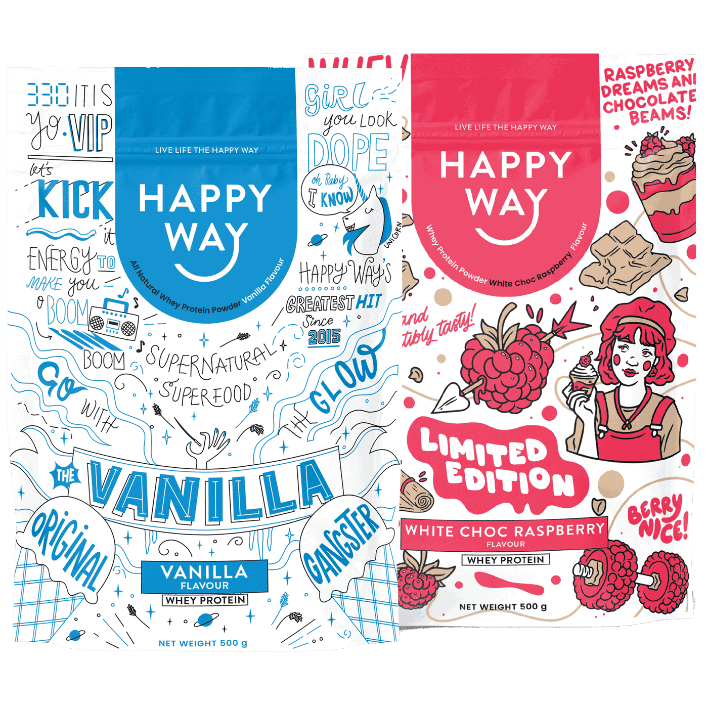 Vanilla Whey Protein & White Choc Raspberry Whey Protein Bundle
