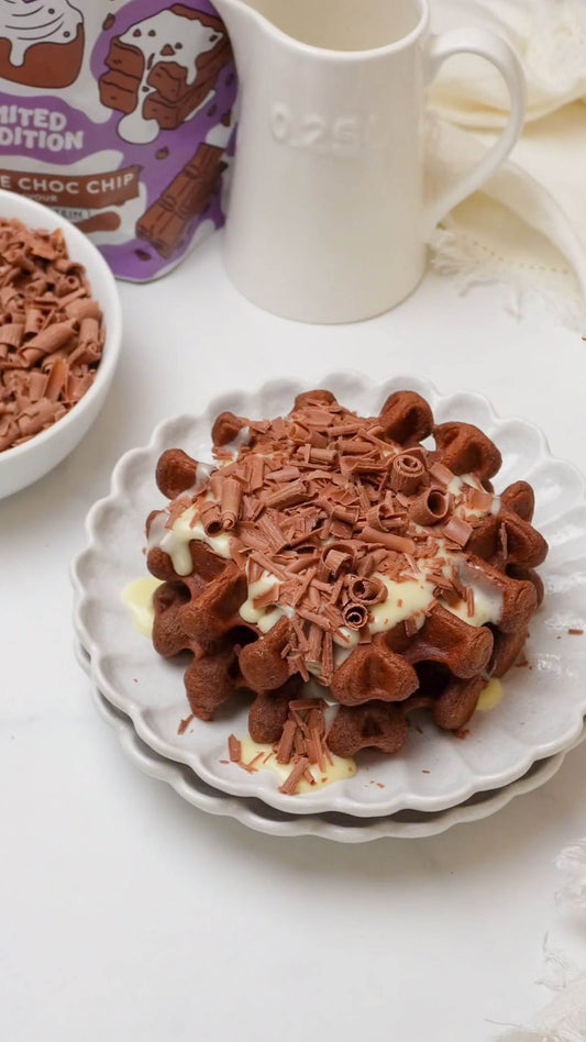 DOUBLE CHOC CHIP PROTEIN WAFFLES