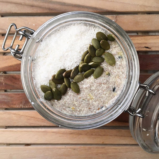 Passion fruit Chia Seed Pudding with Vanilla Ice Ice Baby