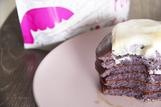 blueberry pancakes with I love you Berry Much Whey Protein & Acai Berry Powder