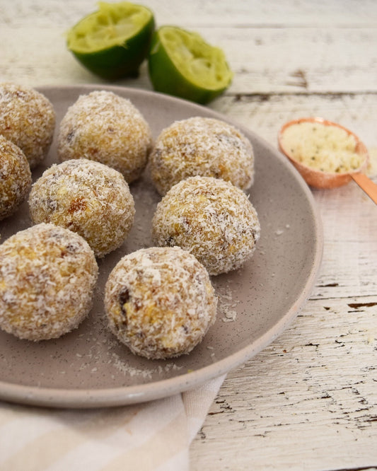 vanilla coconut lime protein balls with Vanilla Ice Ice Baby Whey Protein Powder