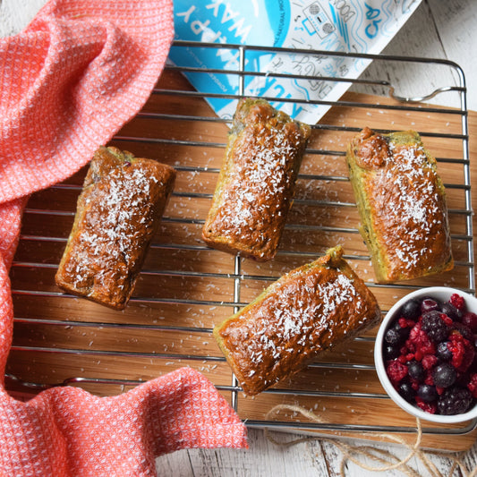Vanilla and Berry Protein Muffin Bars with vanilla ice ice baby whey protein powder