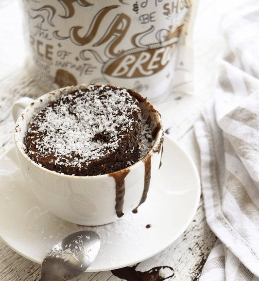 90 Second mug cake with De Ja Brew Coffee Protein Powder