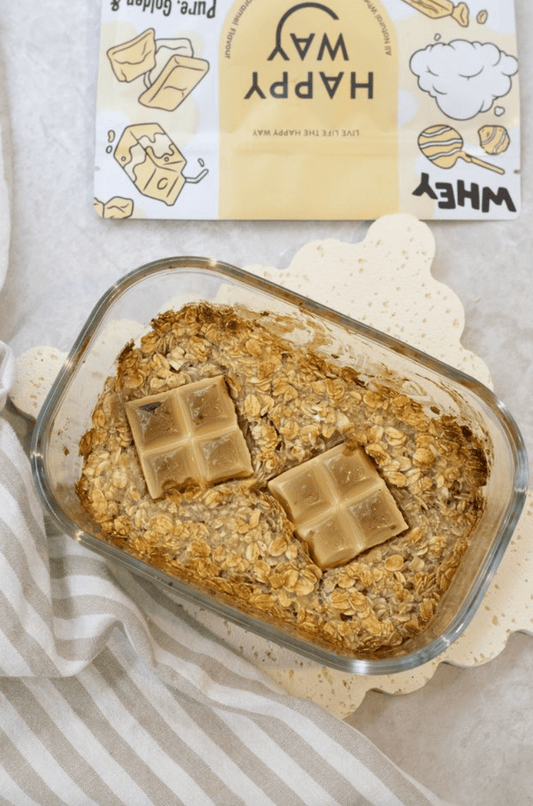 WHITE CHOC CARAMEL BAKED OATS