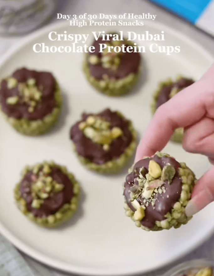 CRISPY PISTACHIO CHOCOLATE PROTEIN CUPS