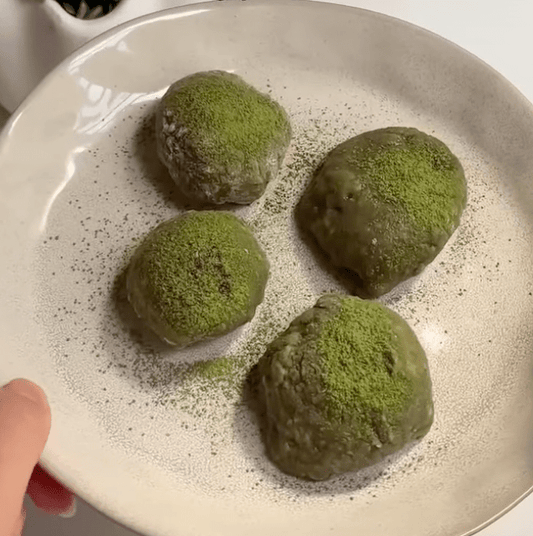 4-INGREDIENT STRAWBERRY MATCHA PROTEIN MOCHI BITES