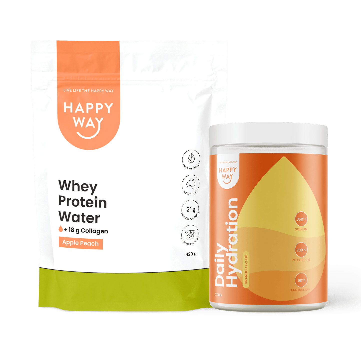 Hydration Tub Orange 300g + Apple Peach Whey Protein Water 420g