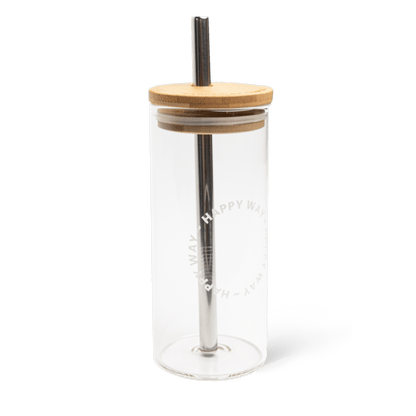 Glass Tumbler w/ straw