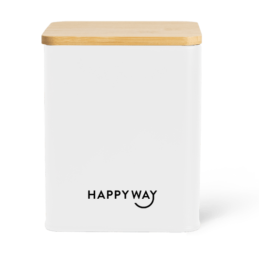 Protein Tin w/ Bamboo Lid - White