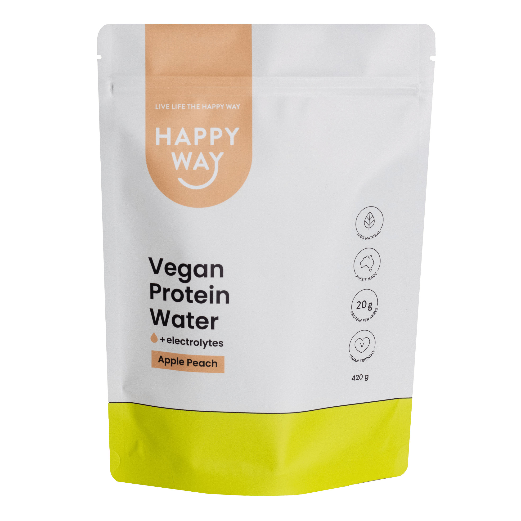 Apple Peach Vegan Protein Water Powder 420g Happy Way