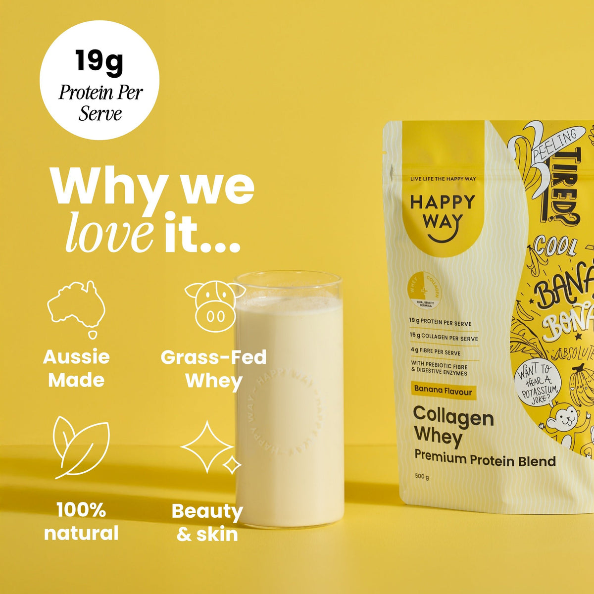 Banana Collagen Whey Protein Powder 500g