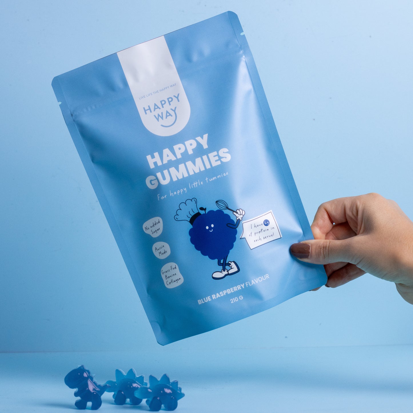 Blue Raspberry Flavour Happy Gummies Mix 210g