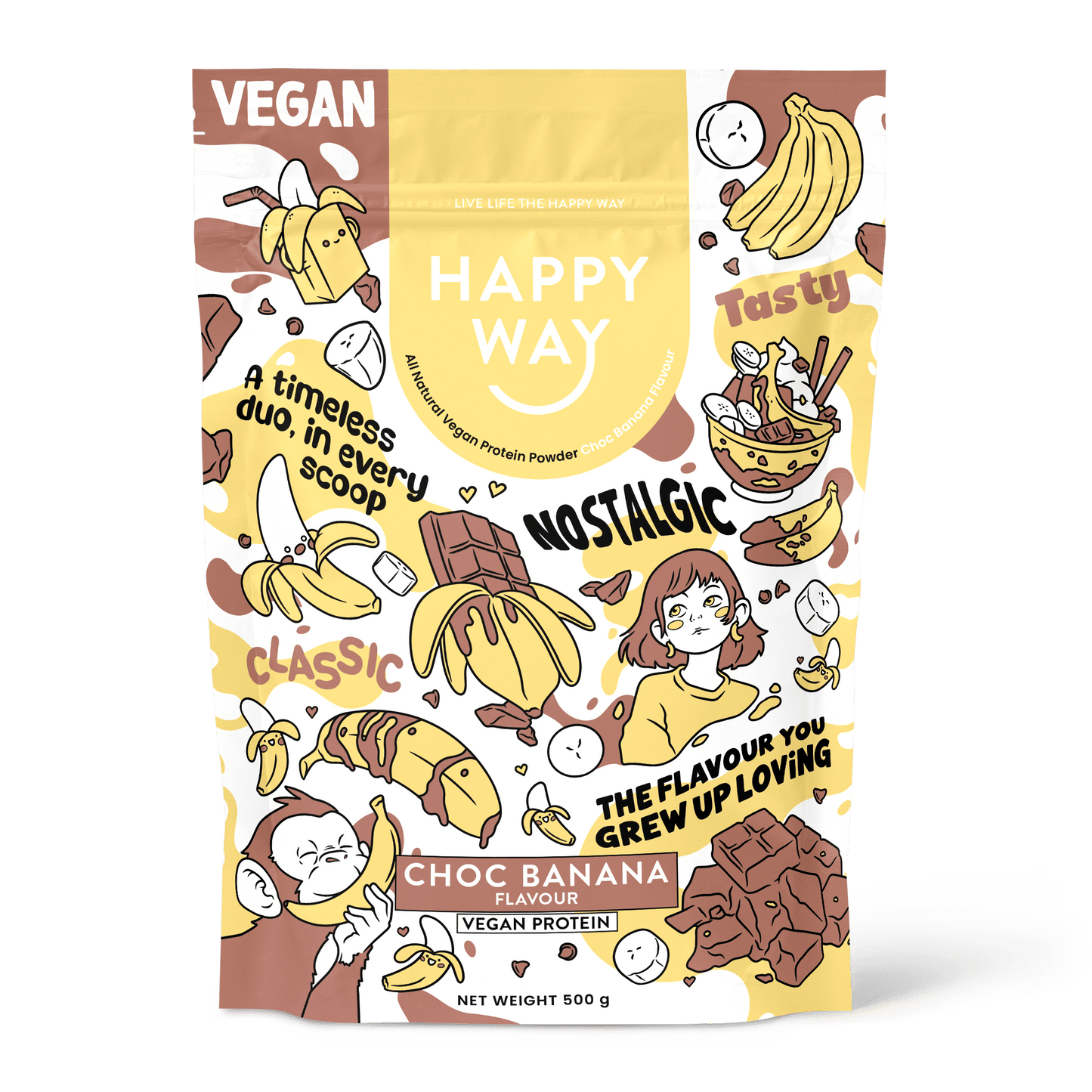 Choc Banana Vegan Protein Powder 500g