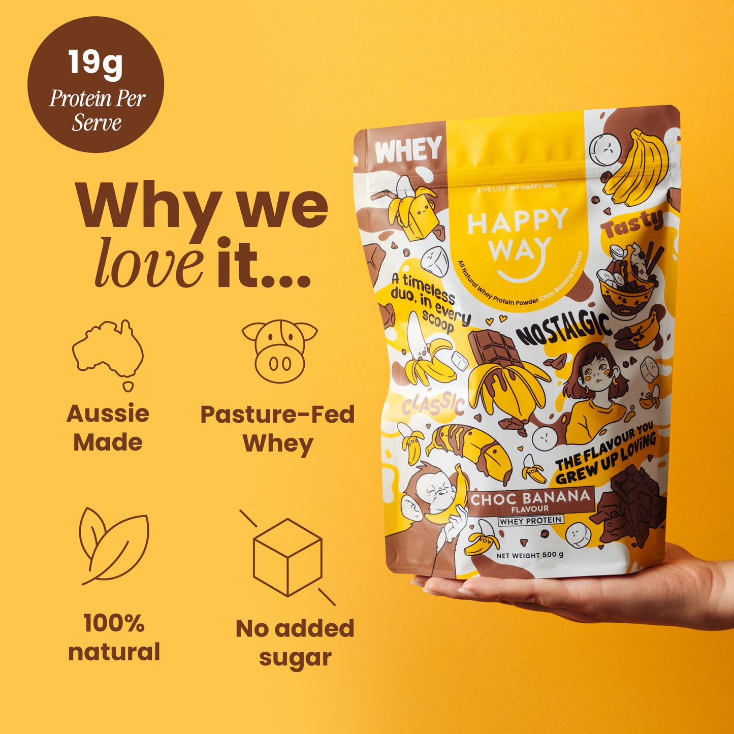 Choc Banana Whey Protein Powder 500g