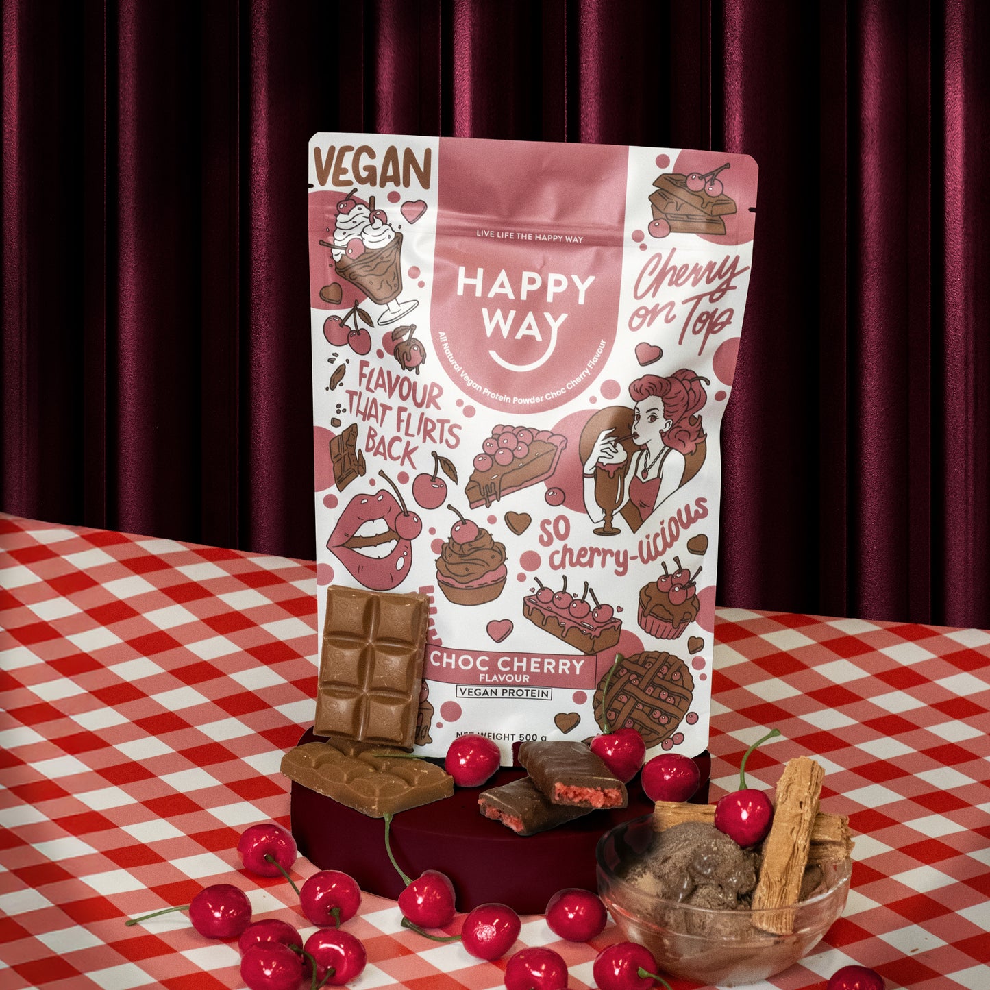 Choc Cherry Vegan Protein Powder 500g