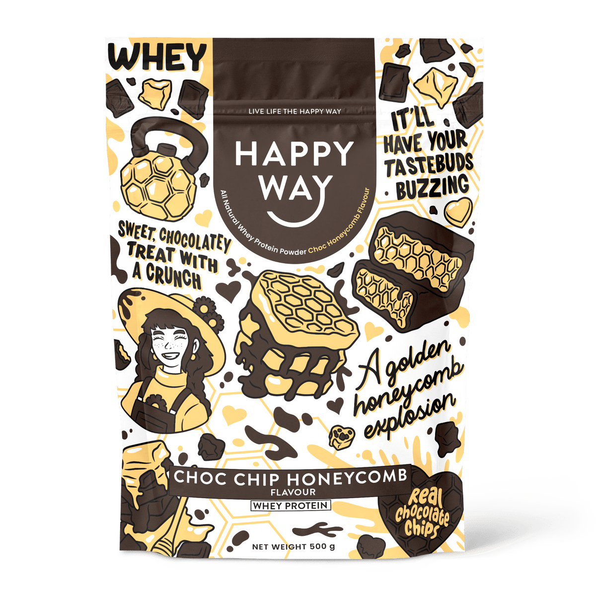 Choc Chip Honeycomb Whey Protein Powder 500g