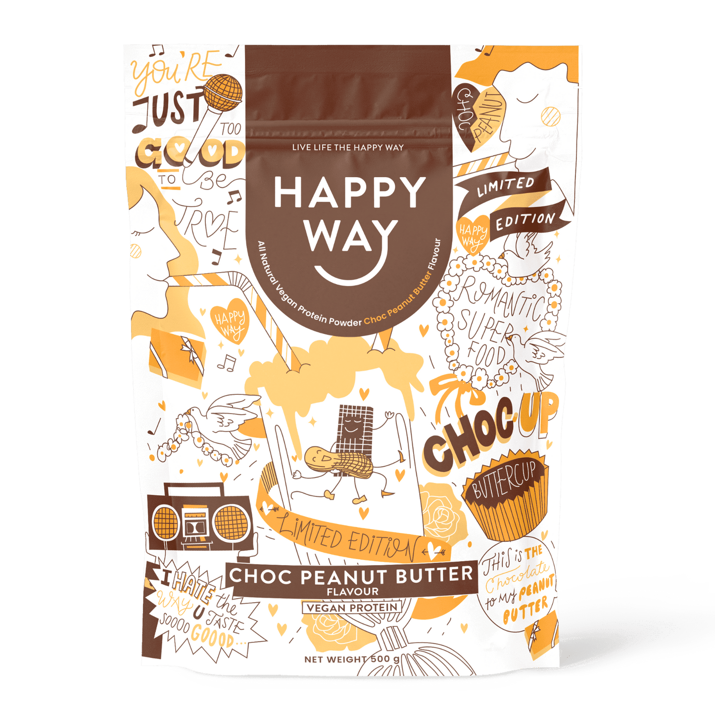 Choc Peanut Butter Vegan Protein Powder 500g