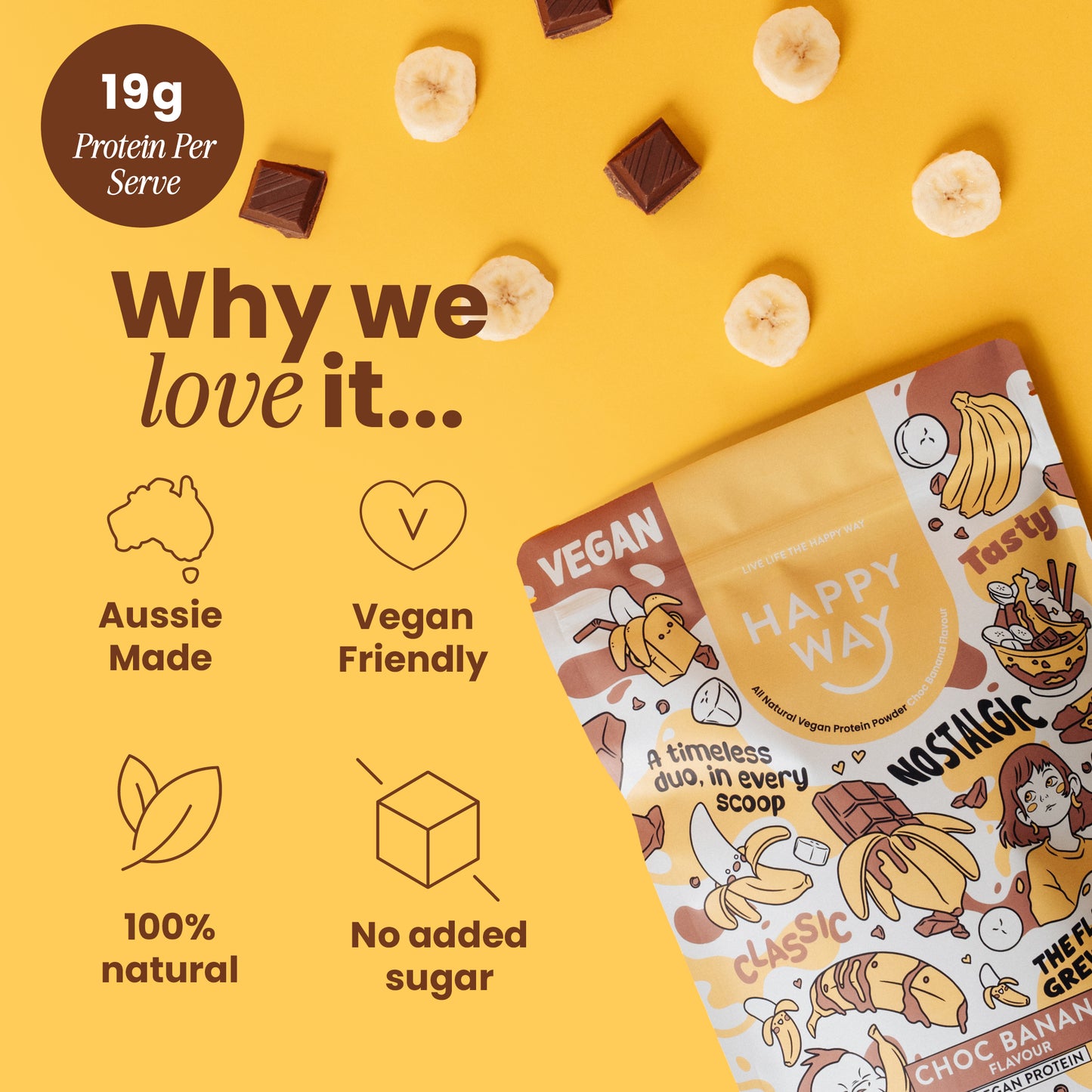 Choc Banana Vegan Protein Powder 500g