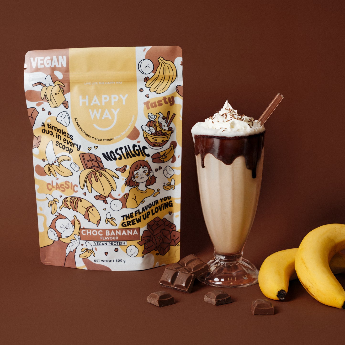 Choc Banana Vegan Protein Powder 500g