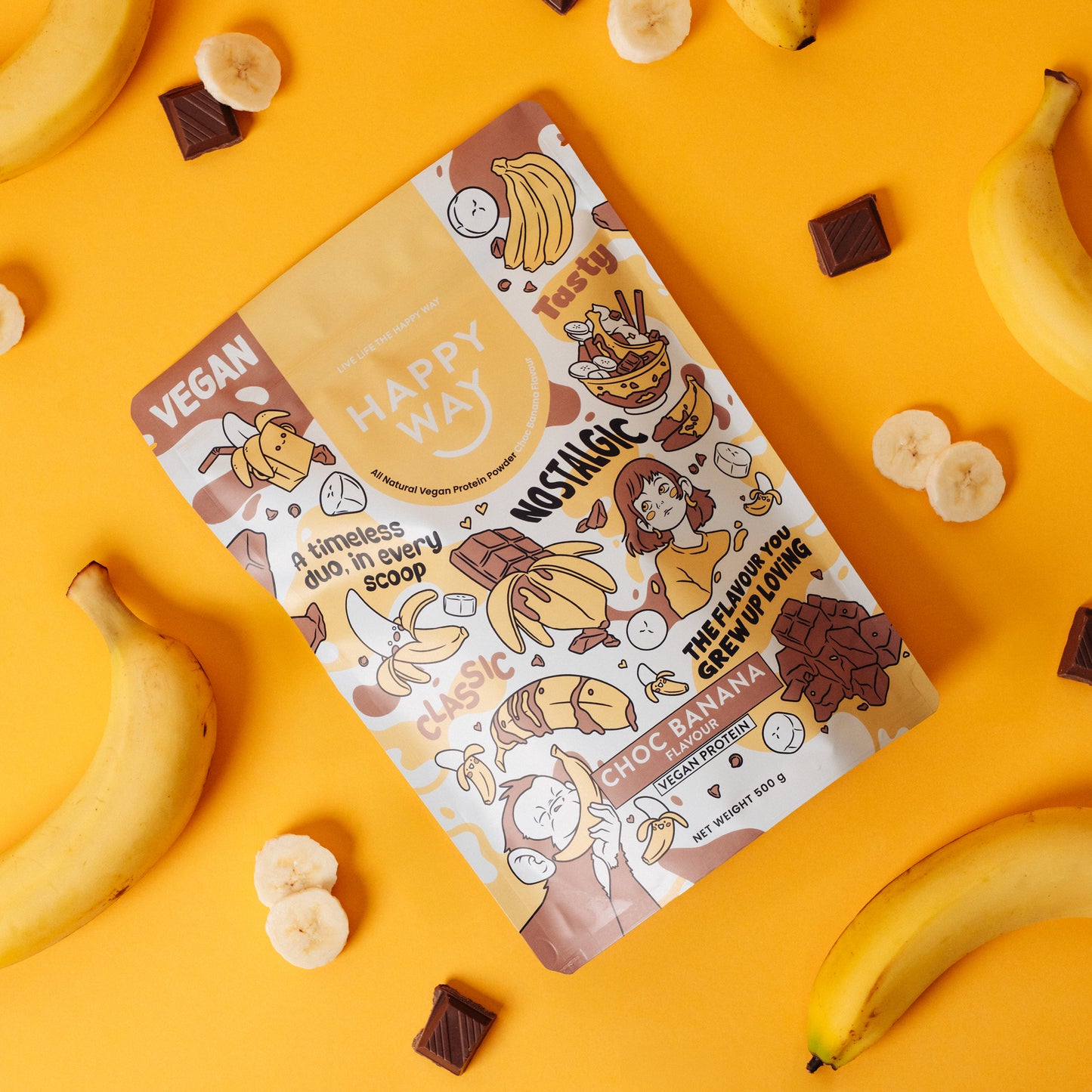 Choc Banana Vegan Protein Powder 500g