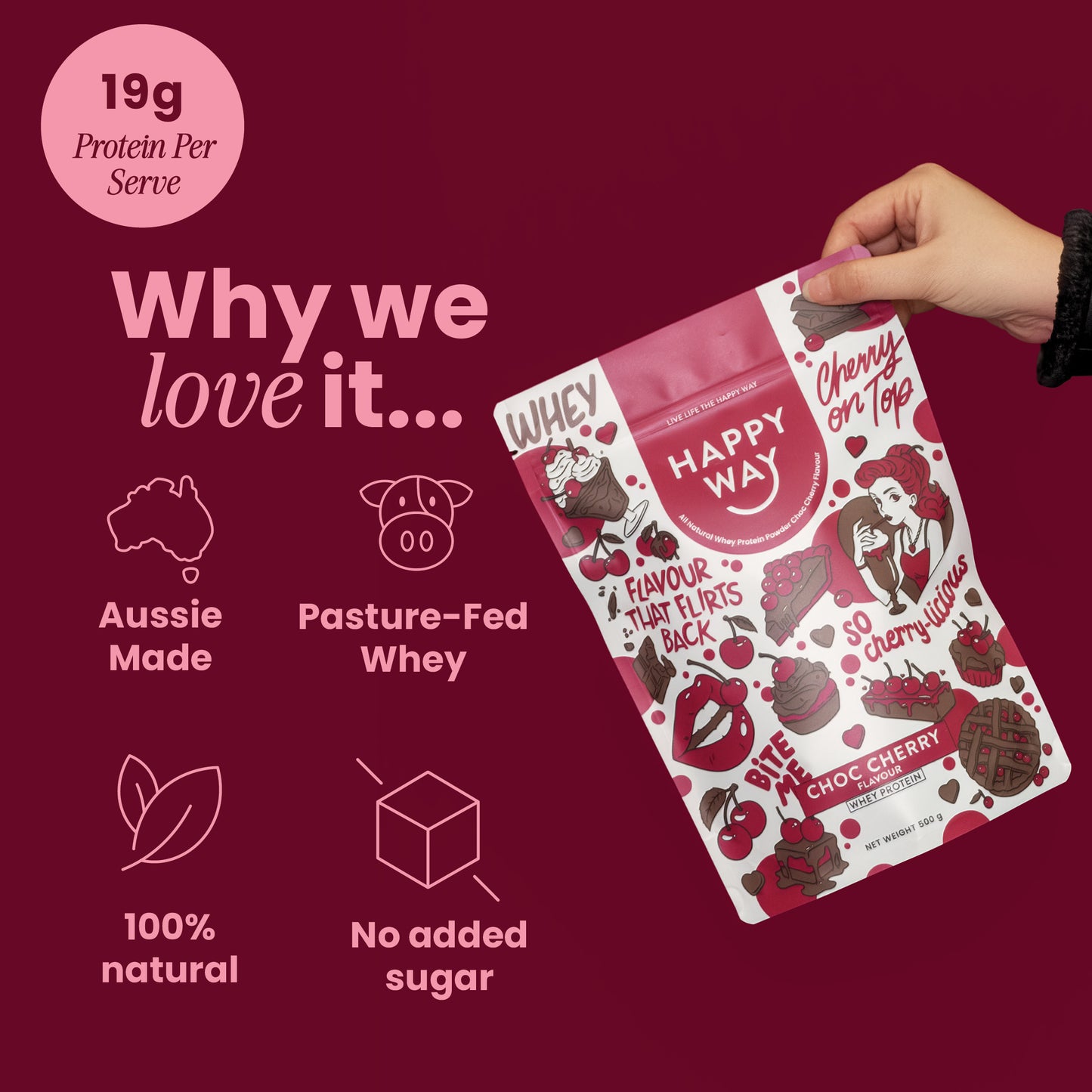 Choc Cherry Whey Protein Powder 500g