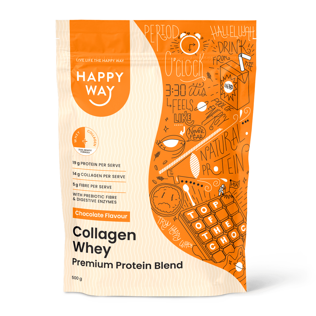 Chocolate Collagen Whey Protein Powder 500g