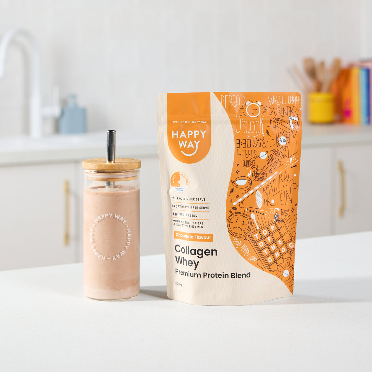 Chocolate Collagen Whey Protein Powder 500g