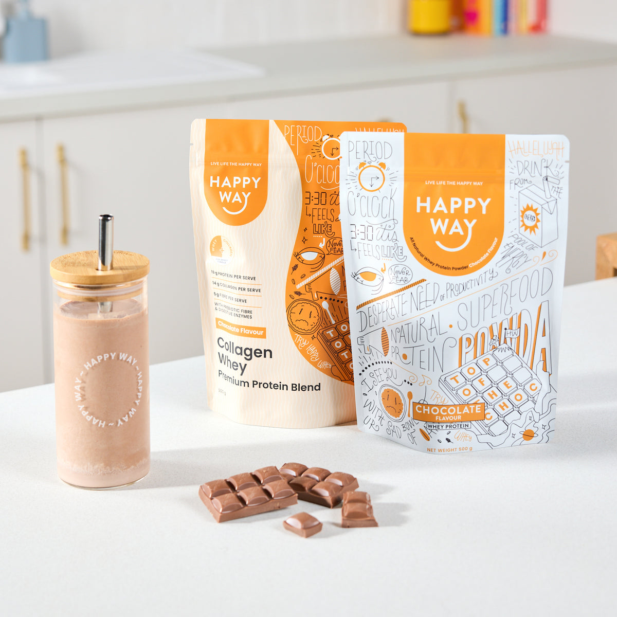 Chocolate Collagen Whey Protein Powder 500g