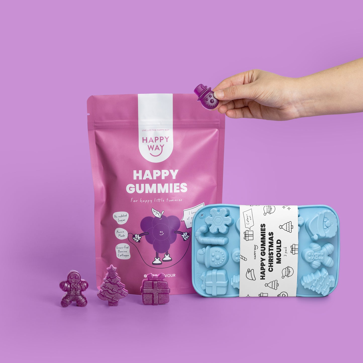 Happy Gummies Christmas Mould - 3 pack