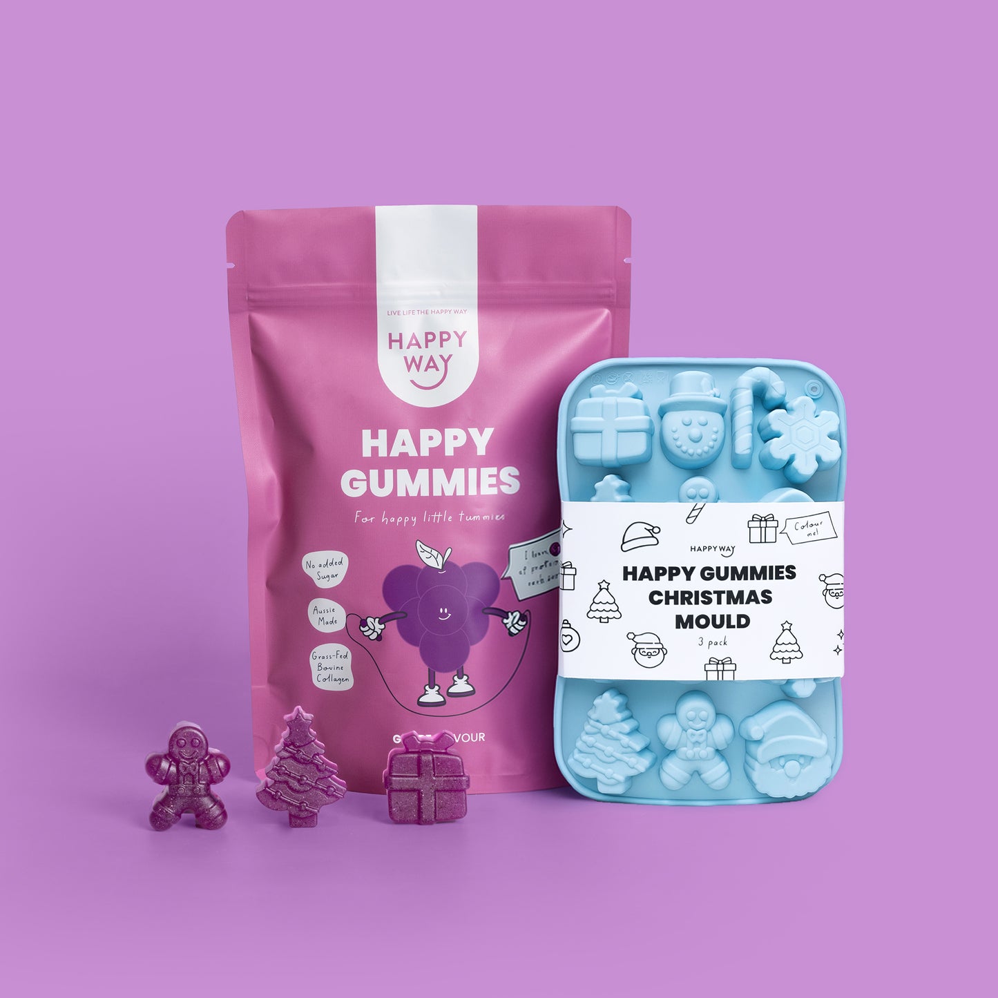 Happy Gummies Christmas Mould - 3 pack