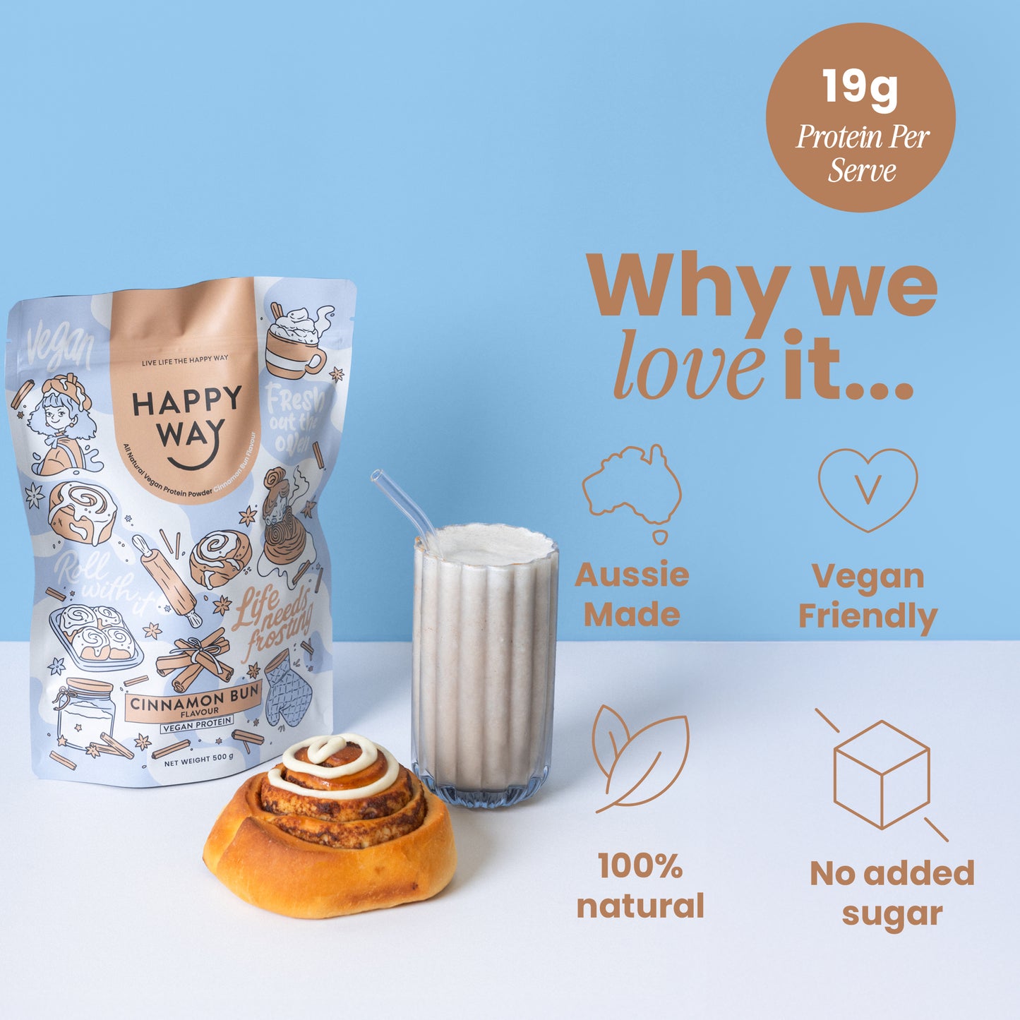 Cinnamon Bun Vegan Protein Powder 500g