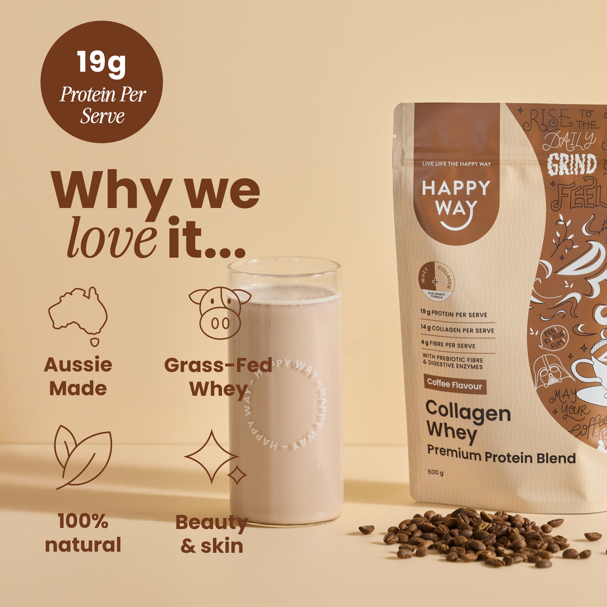 Coffee Collagen Whey Protein Powder 500g