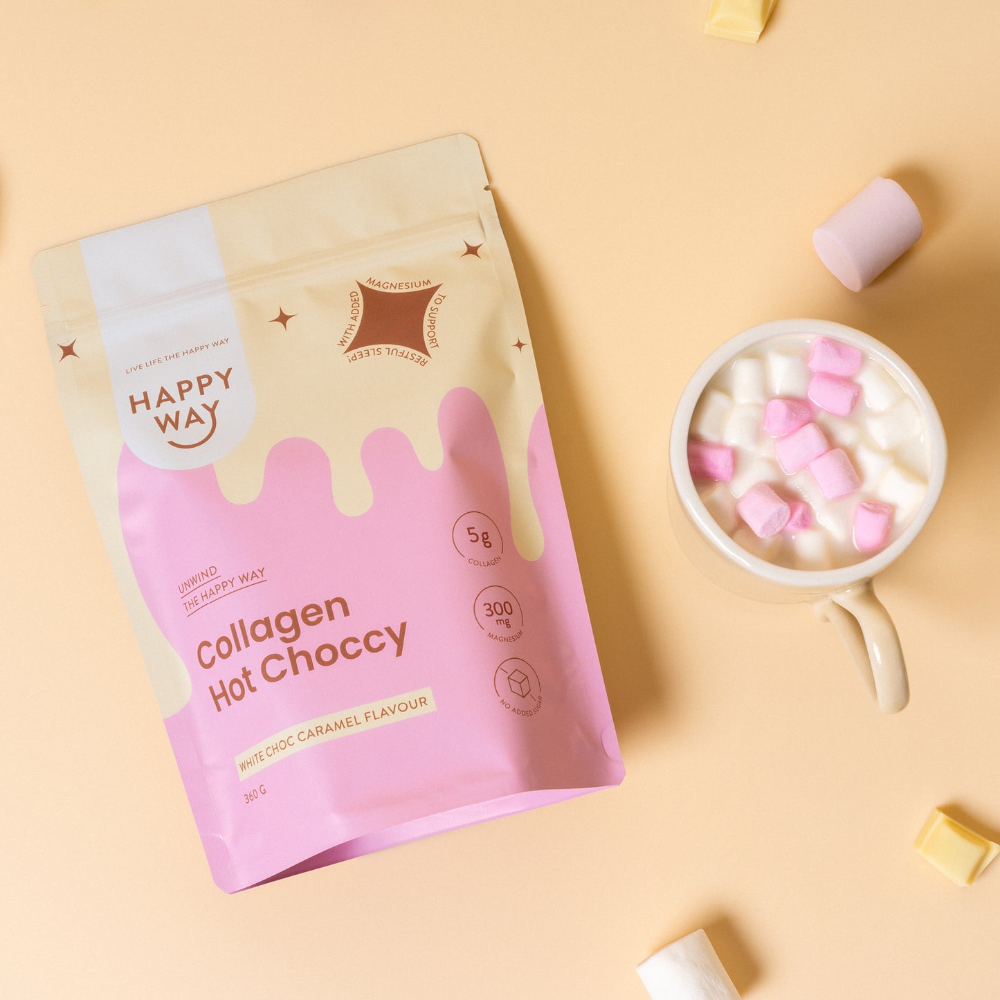 White Choc Caramel Collagen Hot Choccy 360g