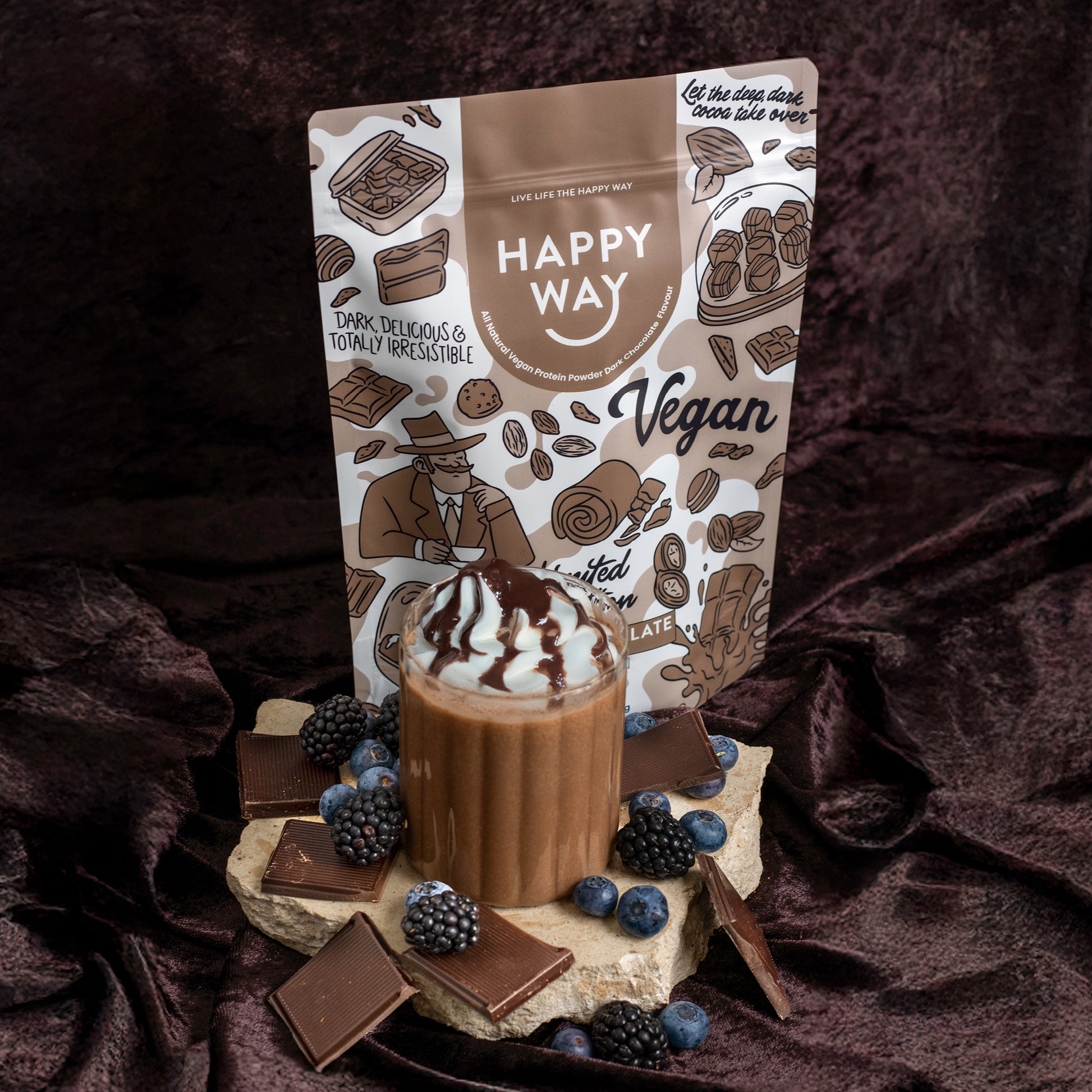 Dark Choc Vegan Protein Powder 500g Happy way - Main Image