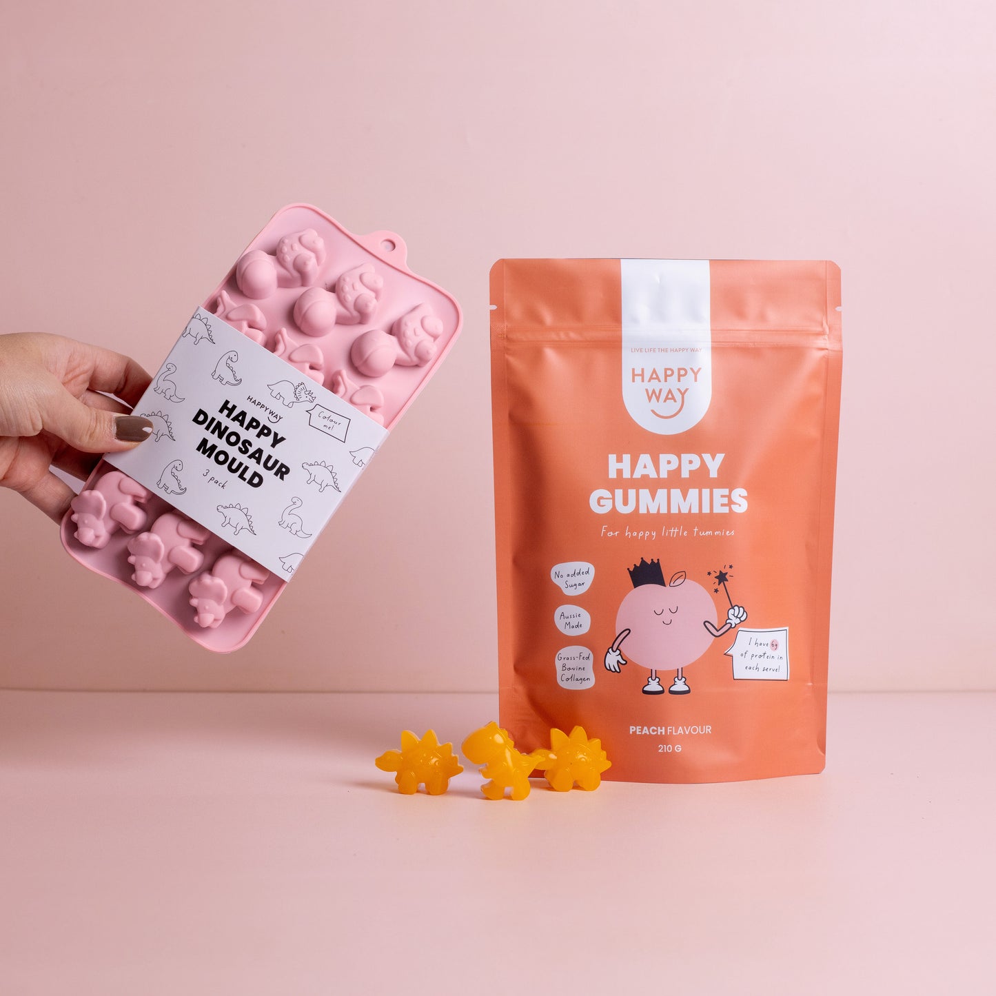 Happy Dinosaur Mould - 3 pack