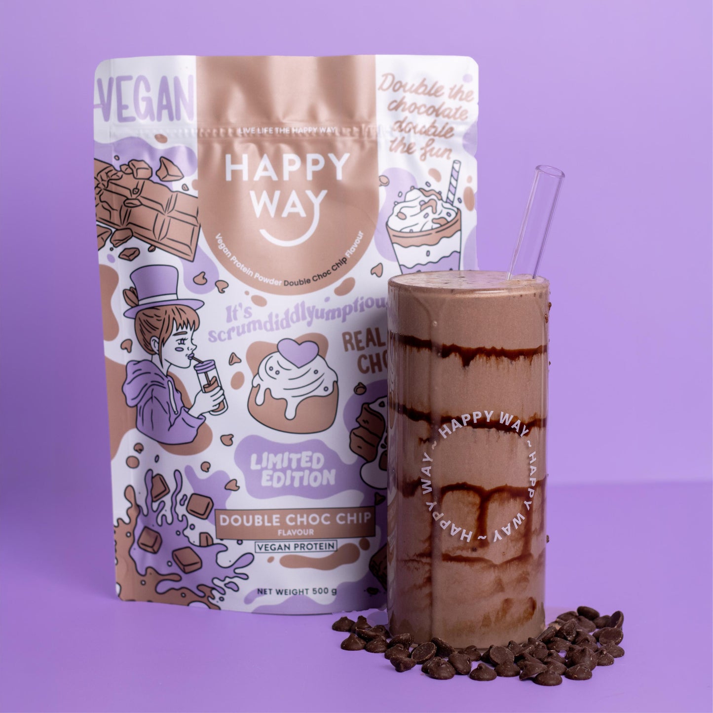 Double Choc Chip Vegan Protein Powder 500g